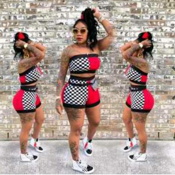 Red checkerboard 2 piece - Picture 1 of 1